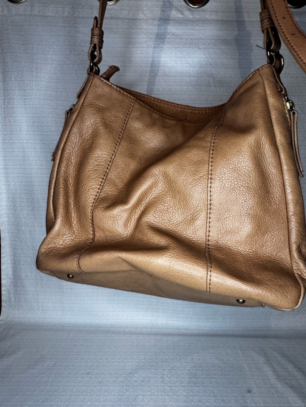 Vintage American Leather Co Crossbody Bag Brown Leather Purse Adjustable Strap - Picture 4 of 12